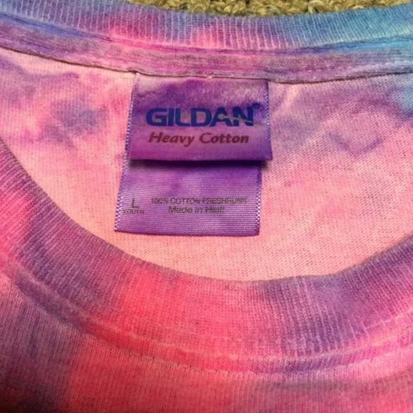 Gildan Tie Dye Neon Embroidered Rehoboth Beach Short Sleeve Tee Girls L NWOT - Picture 2 of 6